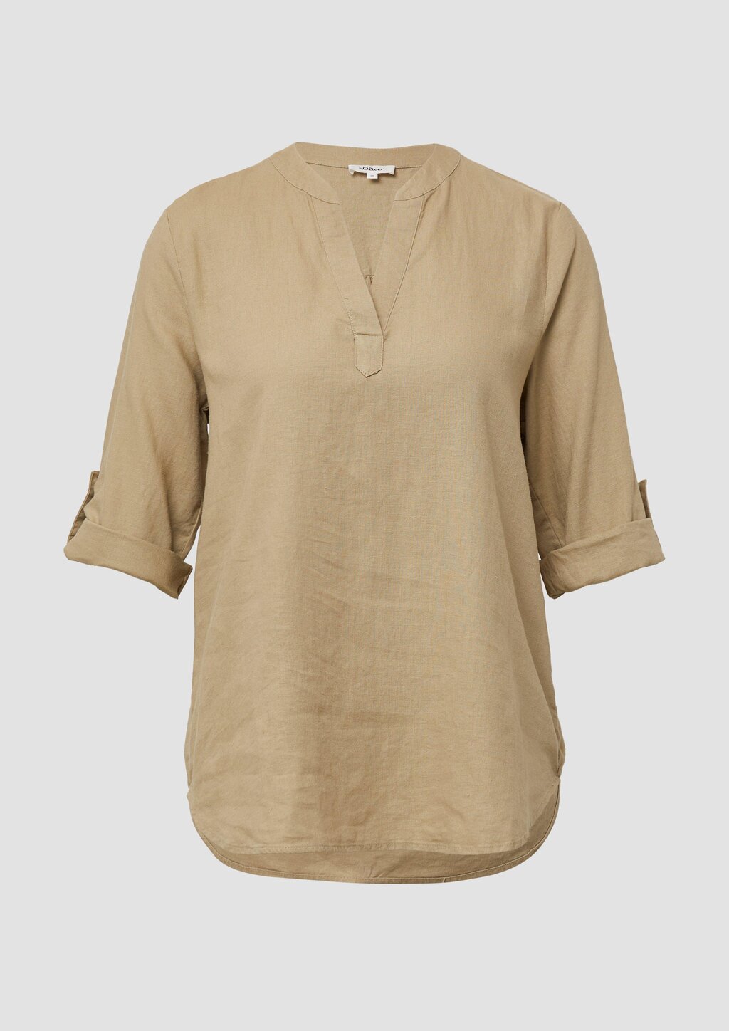 Leinenmix-Bluse mit Turn-up