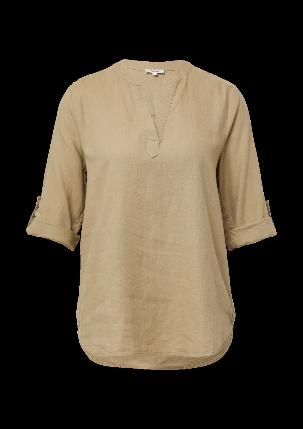Leinenmix-Bluse mit Turn-up