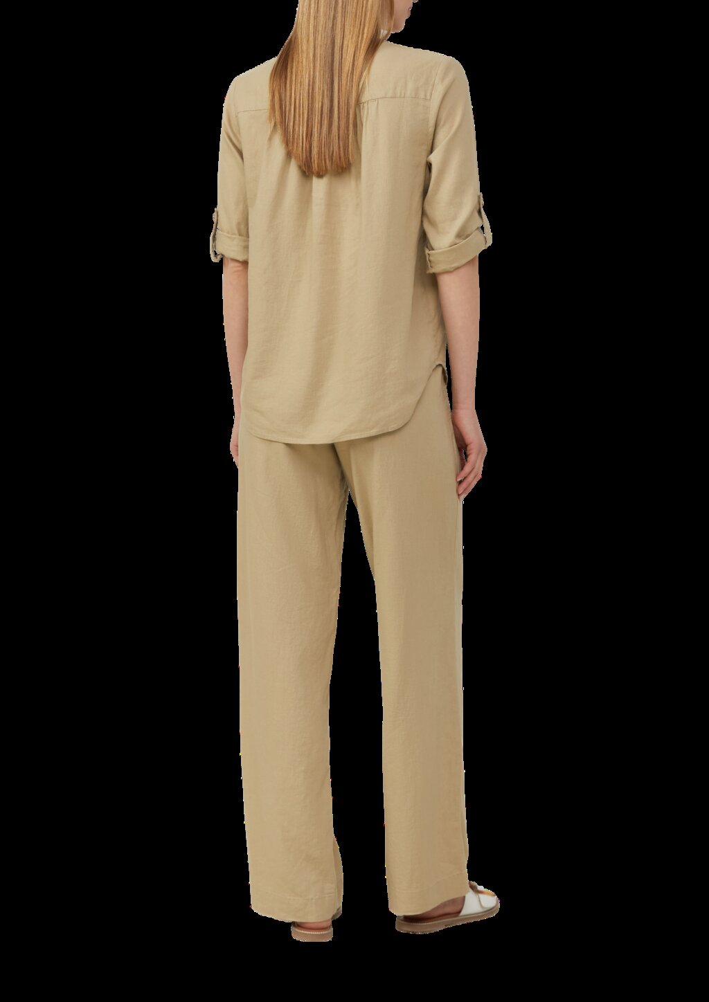 Leinenmix-Bluse mit Turn-up