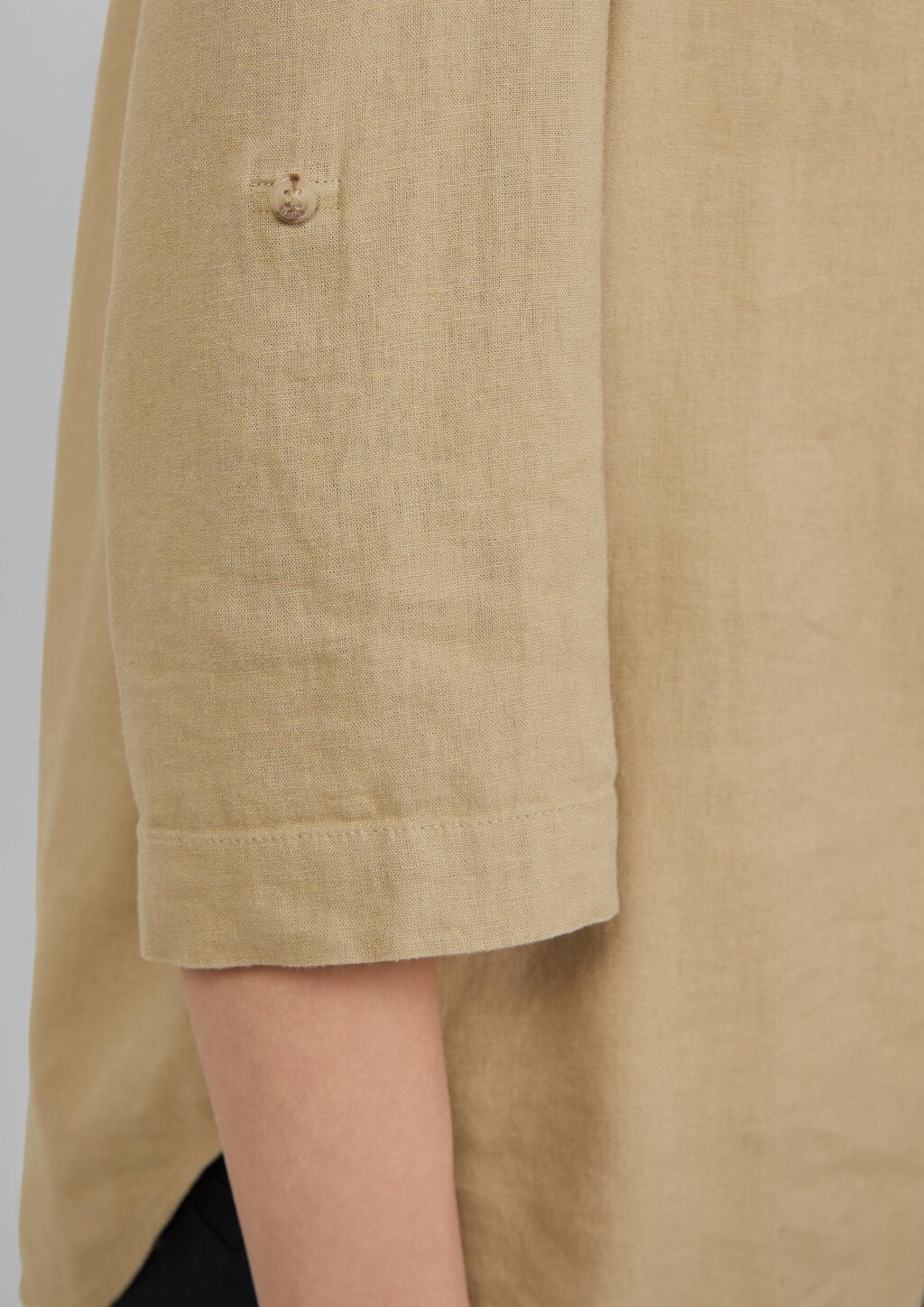 Leinenmix-Bluse mit Turn-up