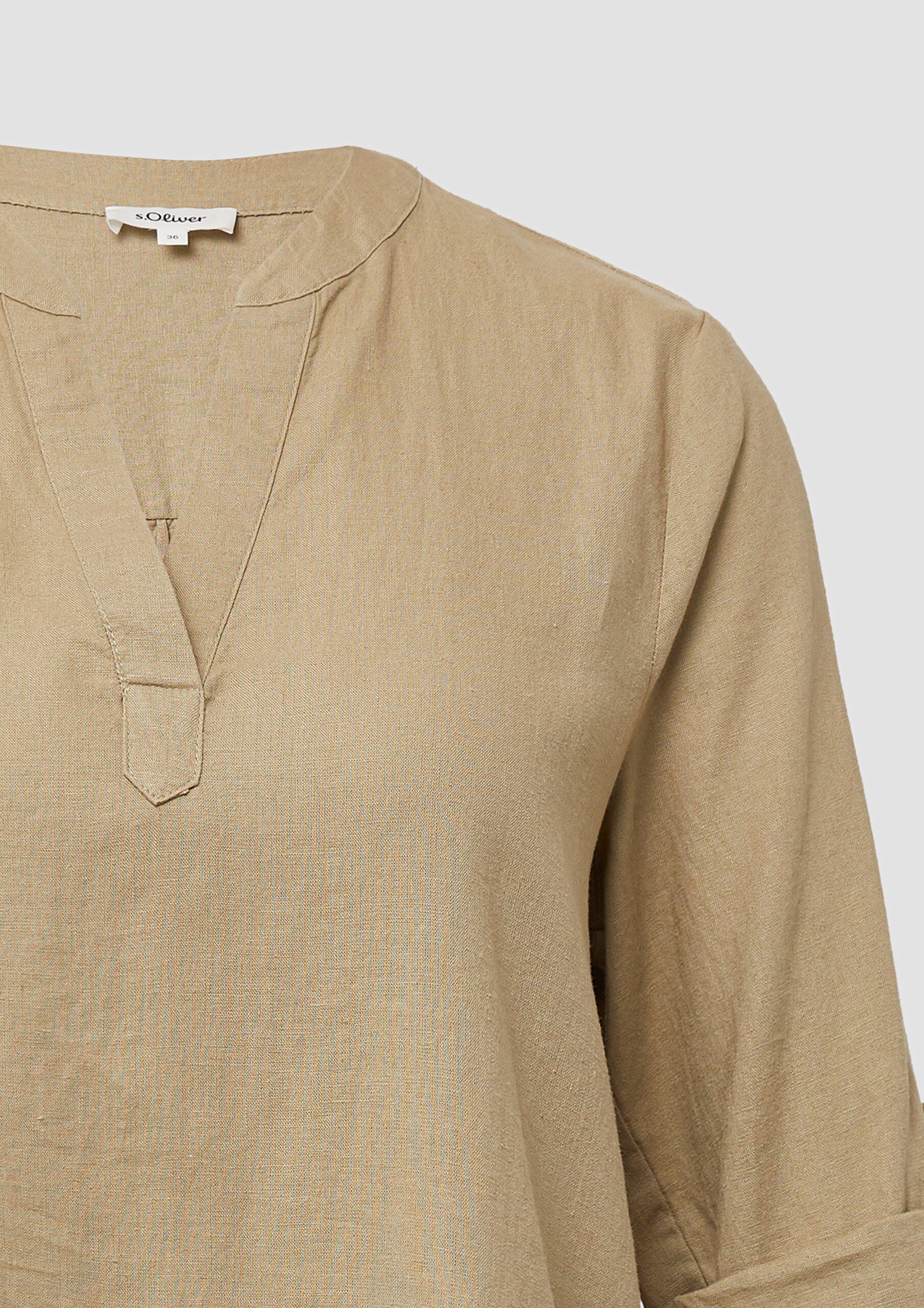 Leinenmix-Bluse mit Turn-up