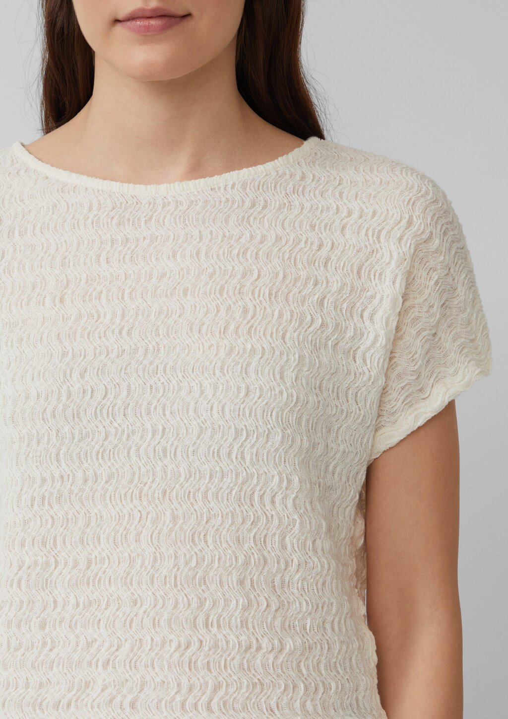 Strukturiertes T-Shirt aus Baumwollmix im Relaxed Fit