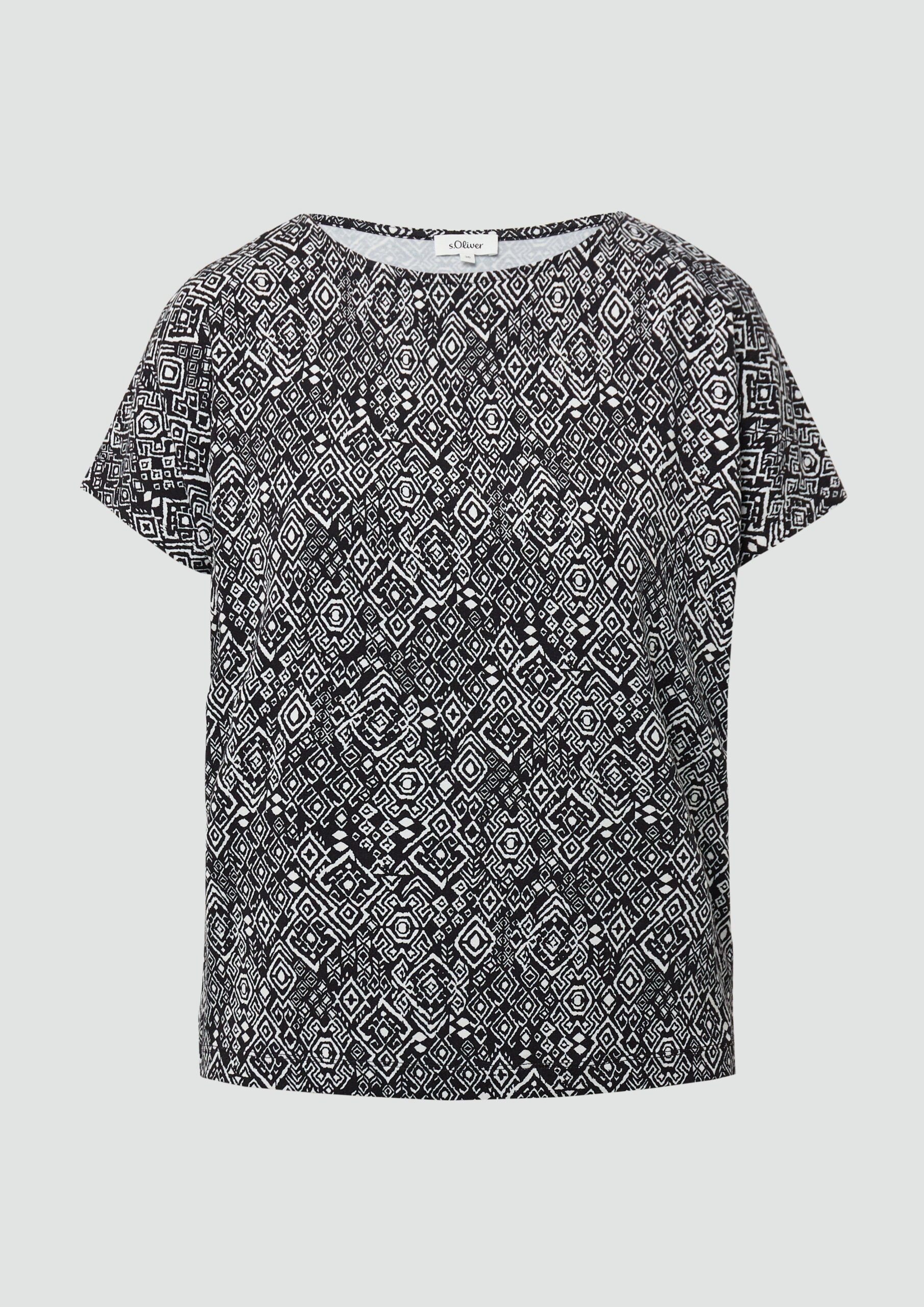 Fließendes T-Shirt aus Viskosemix mit All-over-Muster