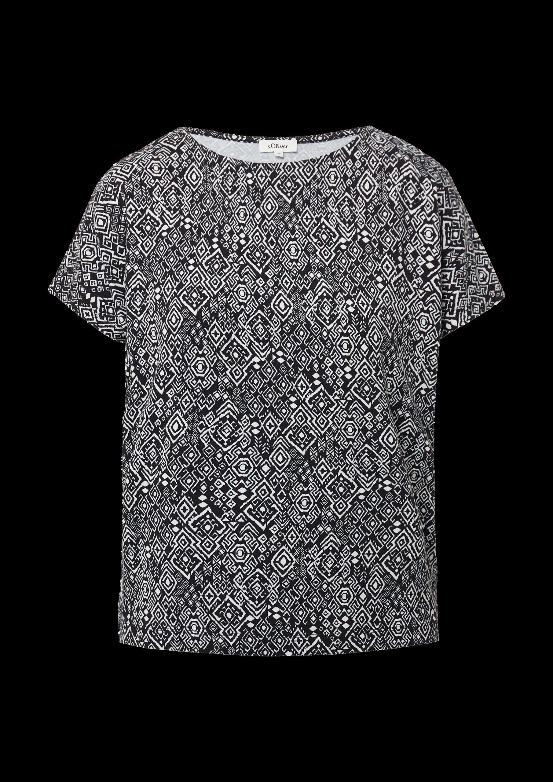 Fließendes T-Shirt aus Viskosemix mit All-over-Muster