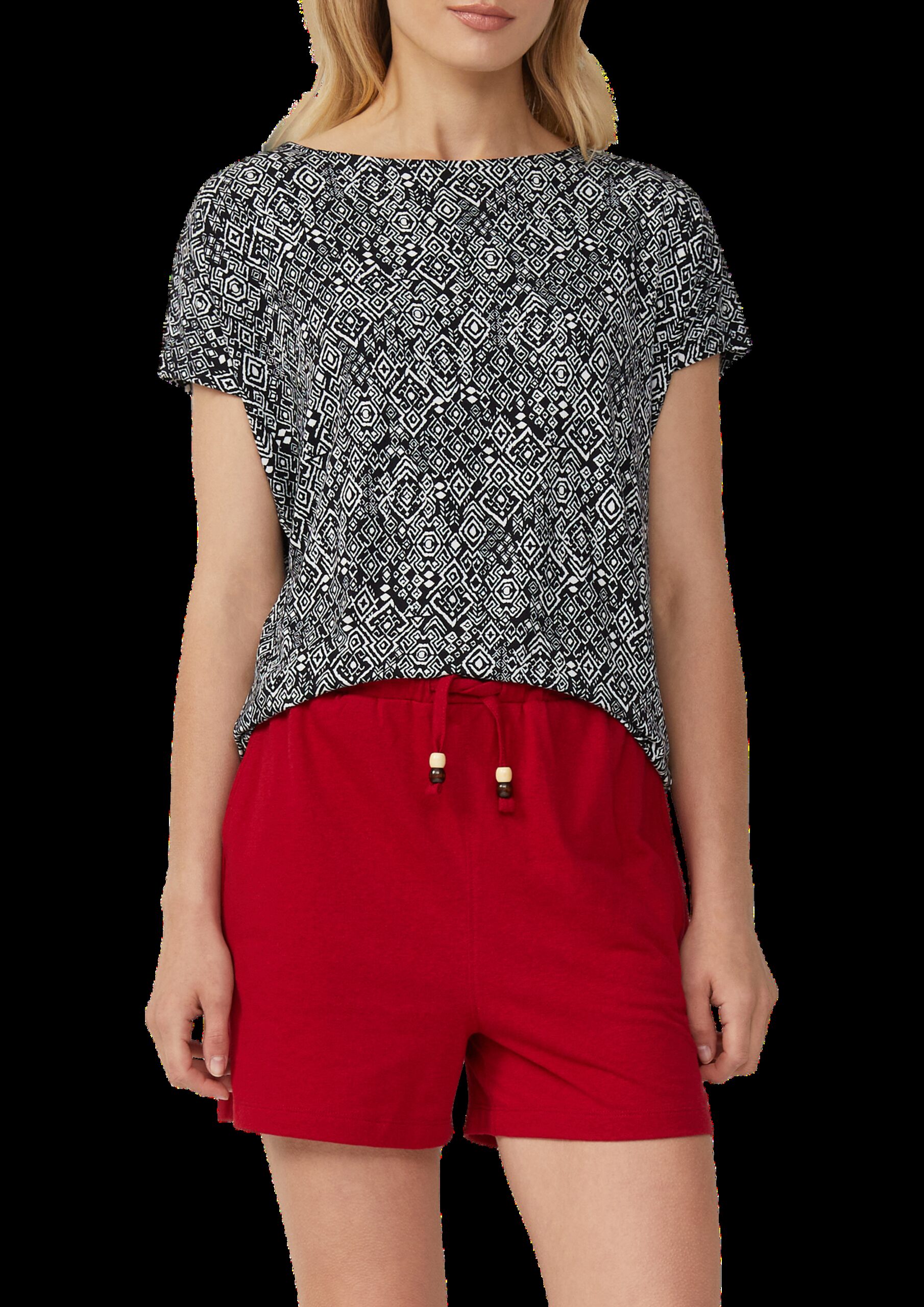 Fließendes T-Shirt aus Viskosemix mit All-over-Muster