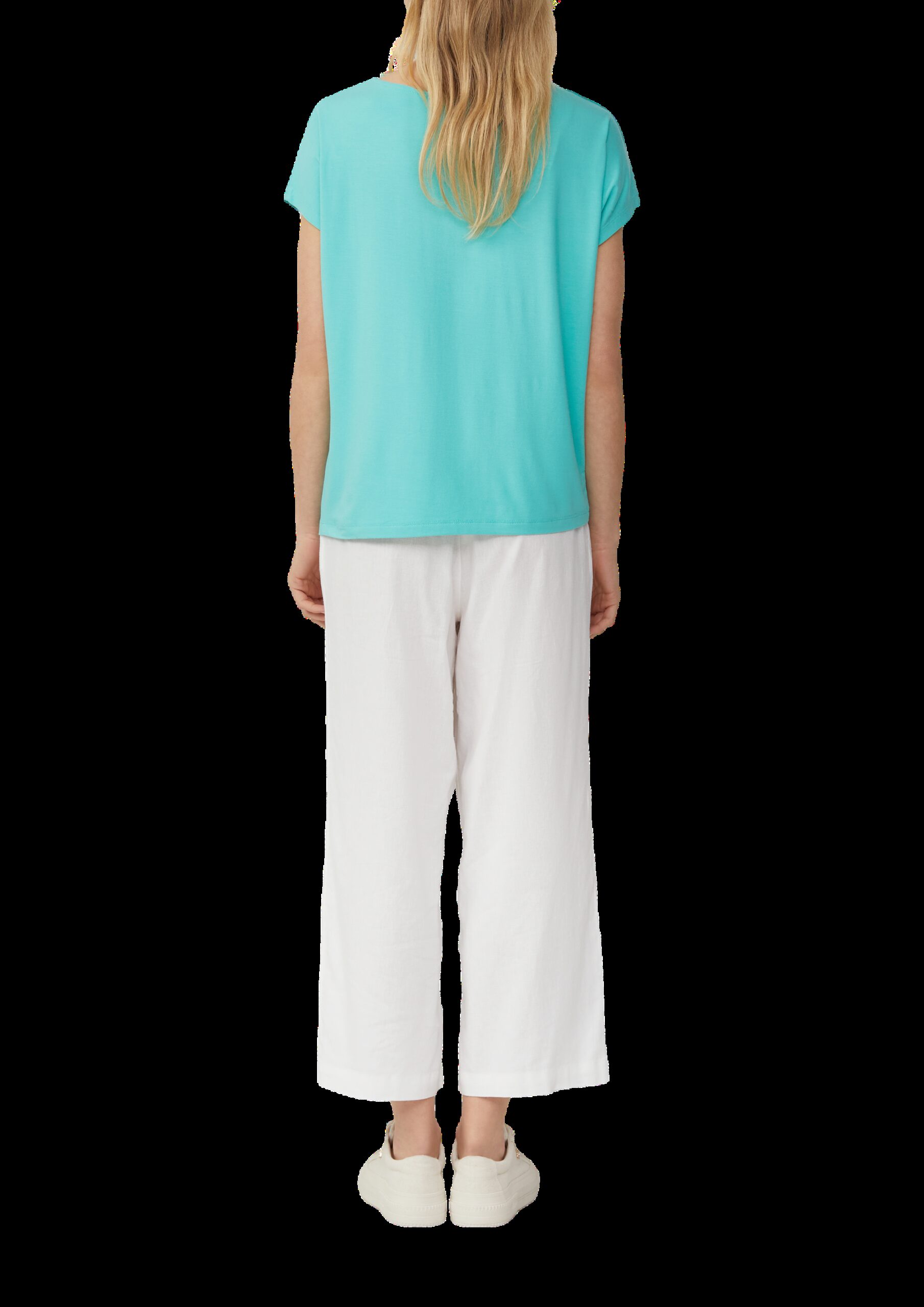 Fließendes Jersey-Shirt mit überschnittenen Schultern