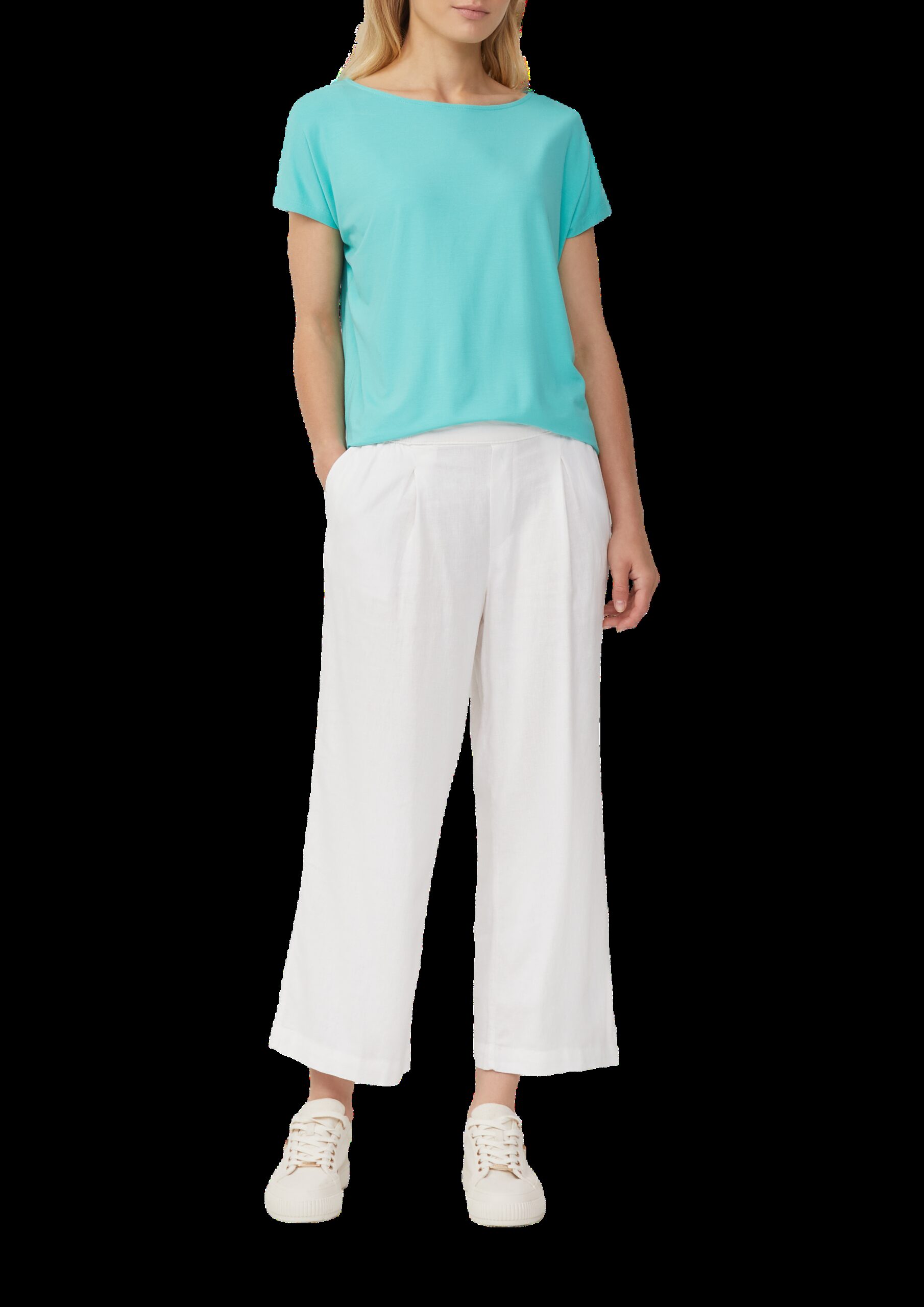 Fließendes Jersey-Shirt mit überschnittenen Schultern