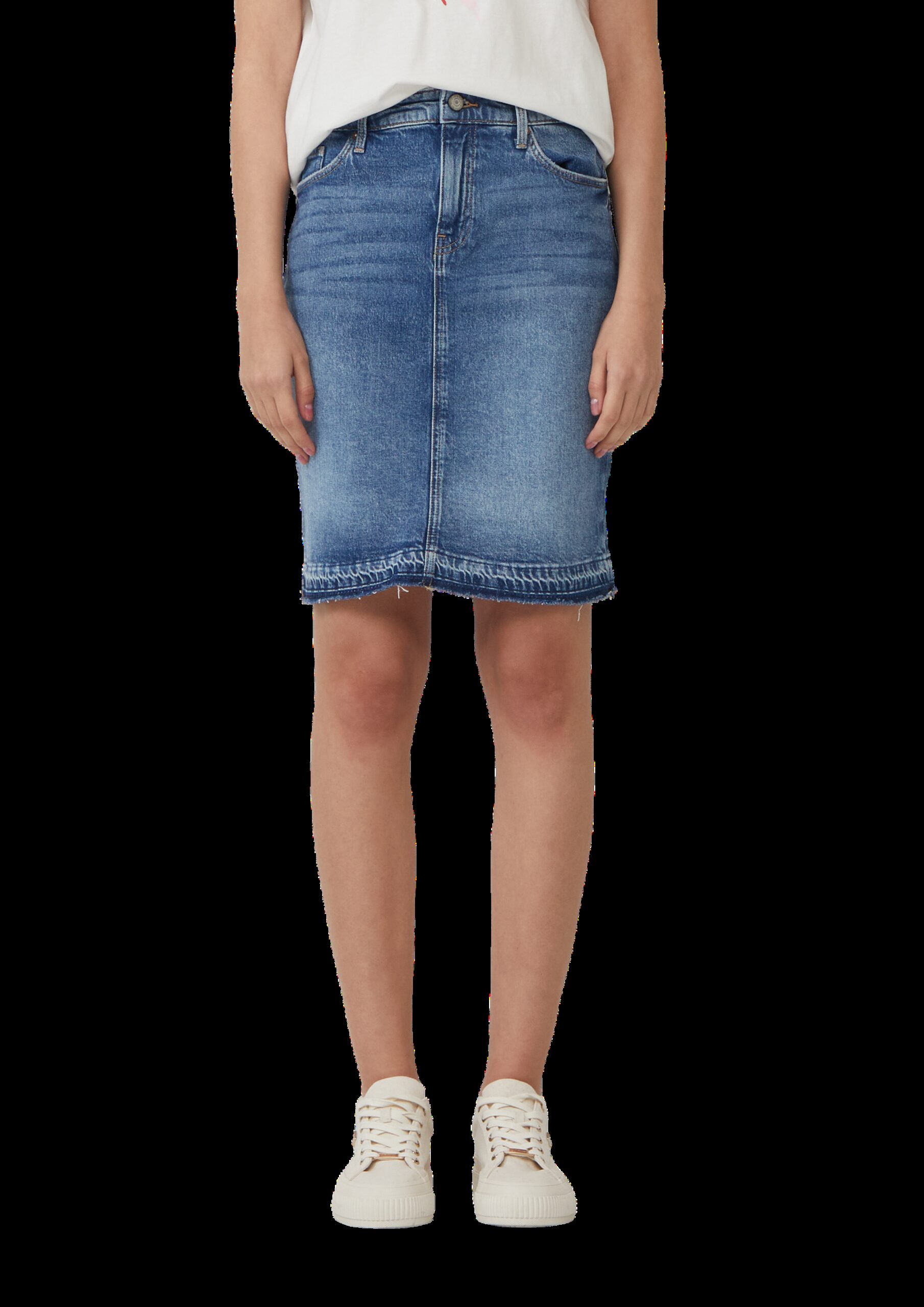 Kurzer Jeansrock mit offenem Saum