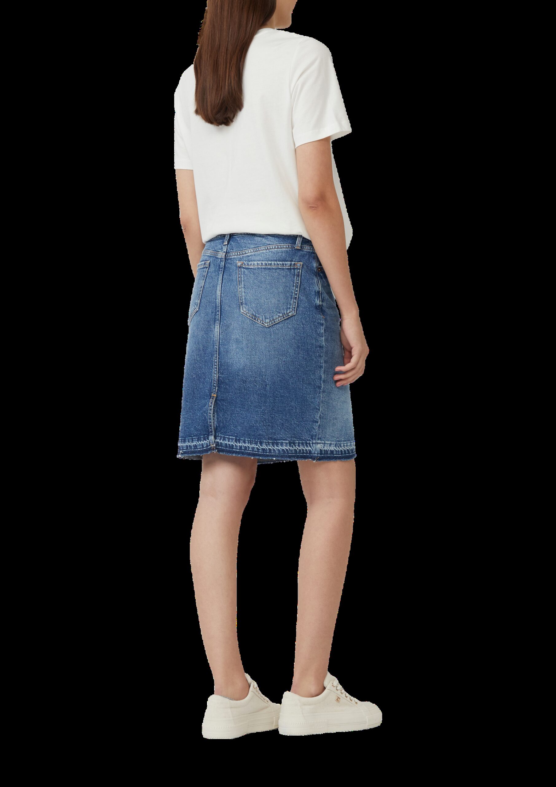 Kurzer Jeansrock mit offenem Saum