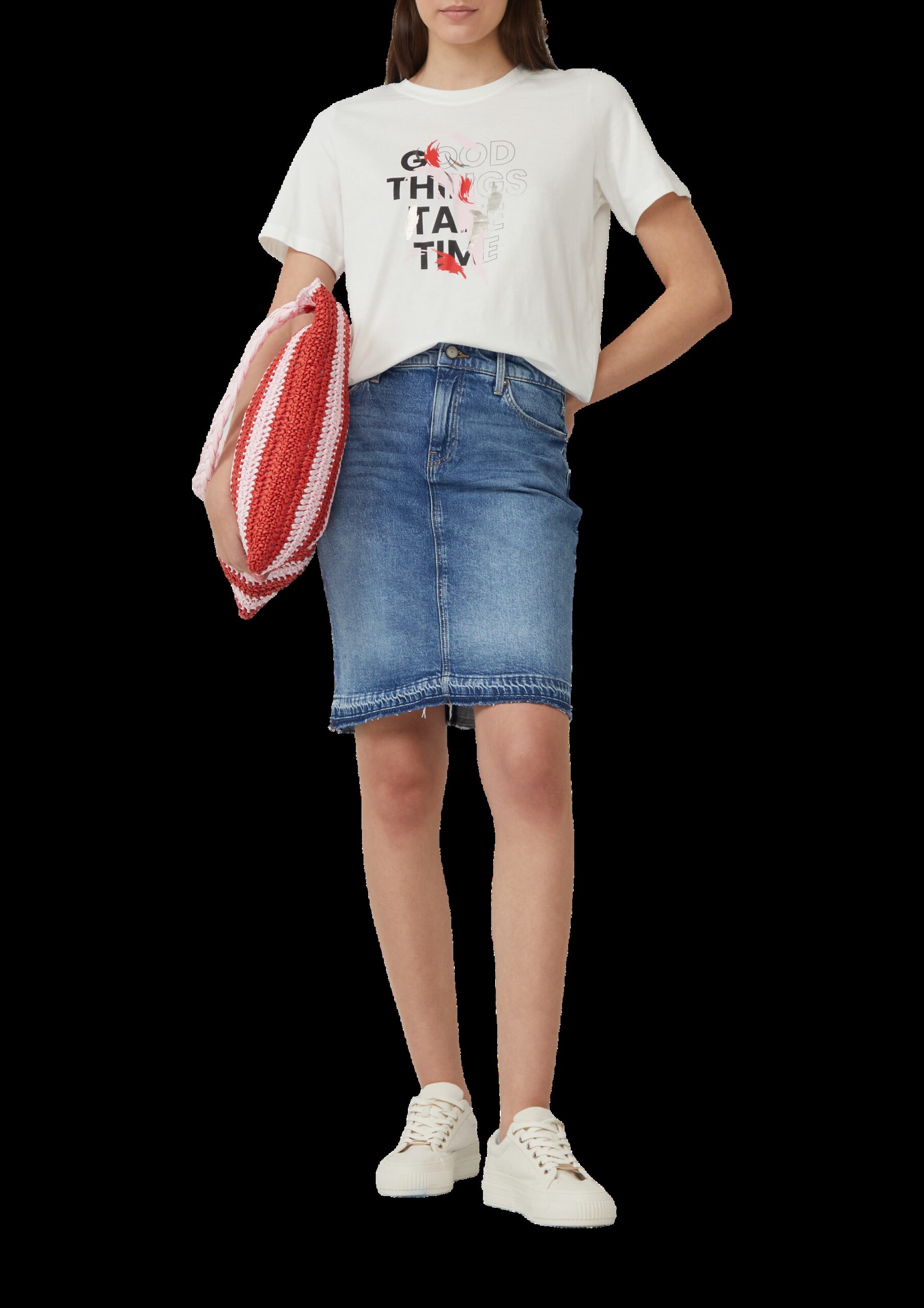 Kurzer Jeansrock mit offenem Saum