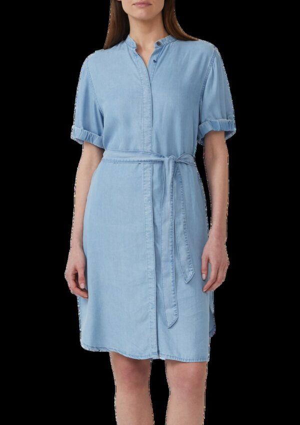 Kleid aus Lyocell mit Stehkragen und Gürtel