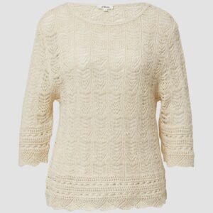 Ajour-Strickpullover mit 3/4-Ärmeln