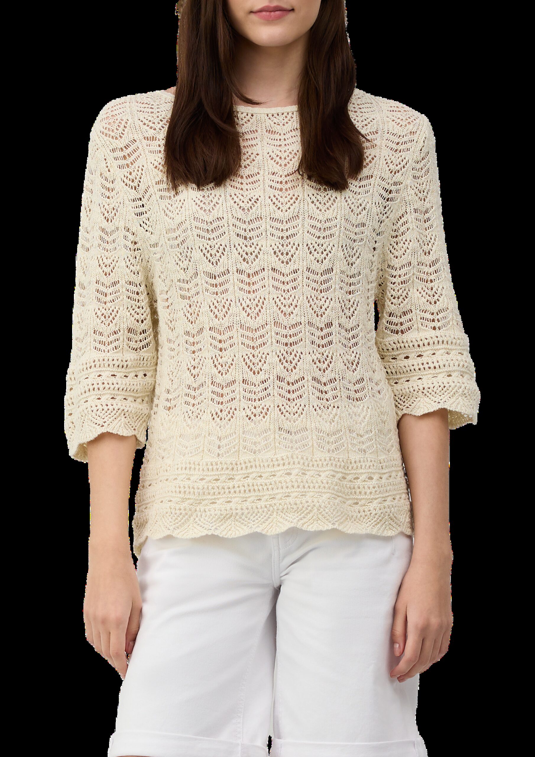 Ajour-Strickpullover mit 3/4-Ärmeln