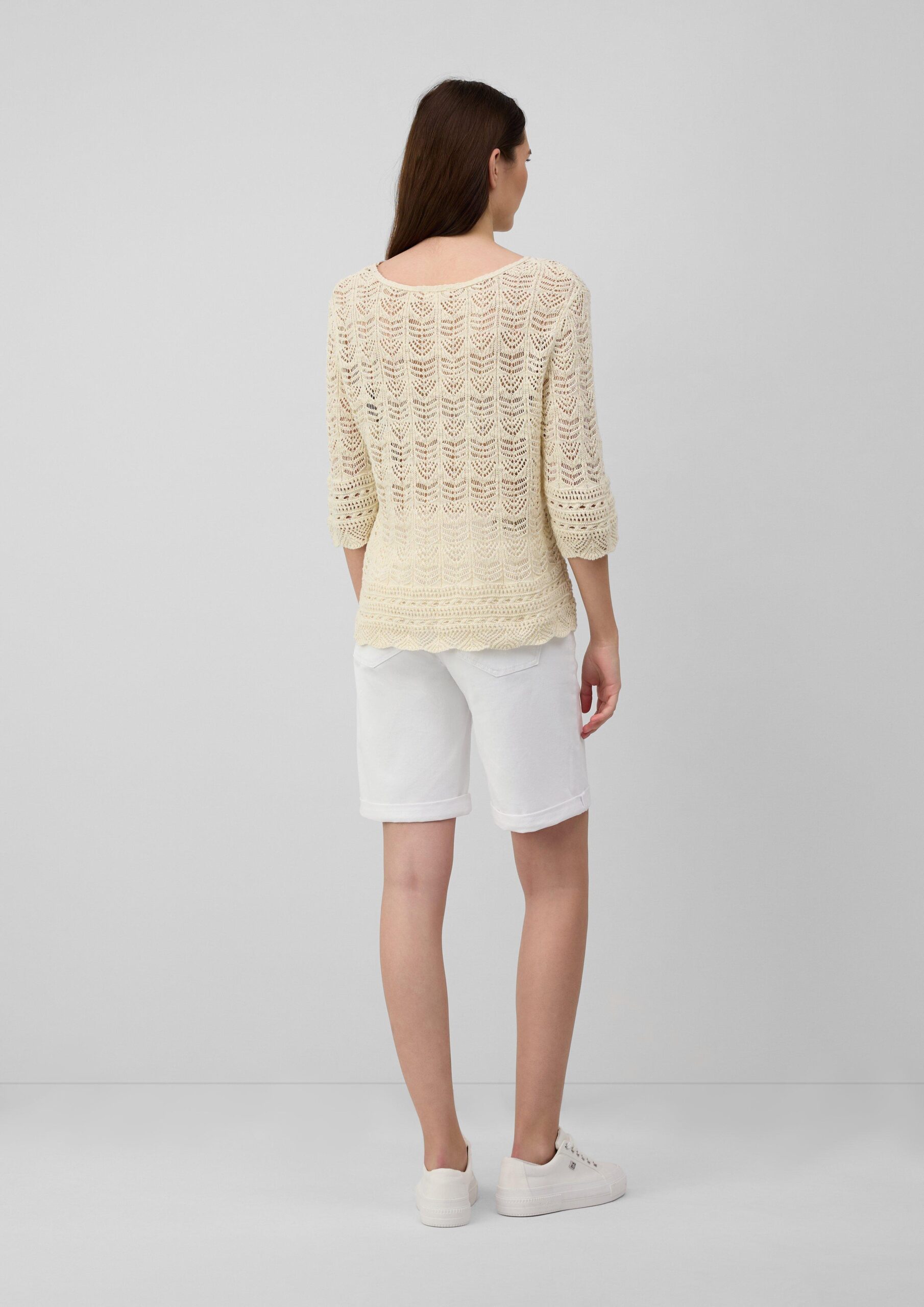 Ajour-Strickpullover mit 3/4-Ärmeln