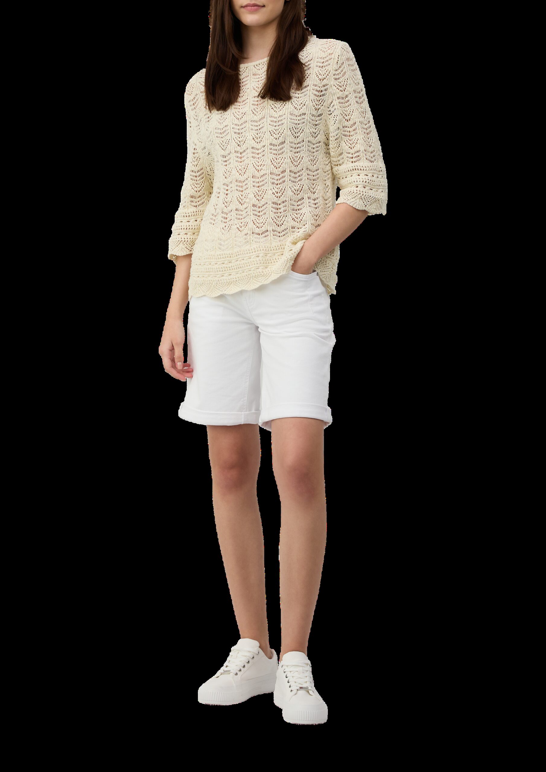 Ajour-Strickpullover mit 3/4-Ärmeln