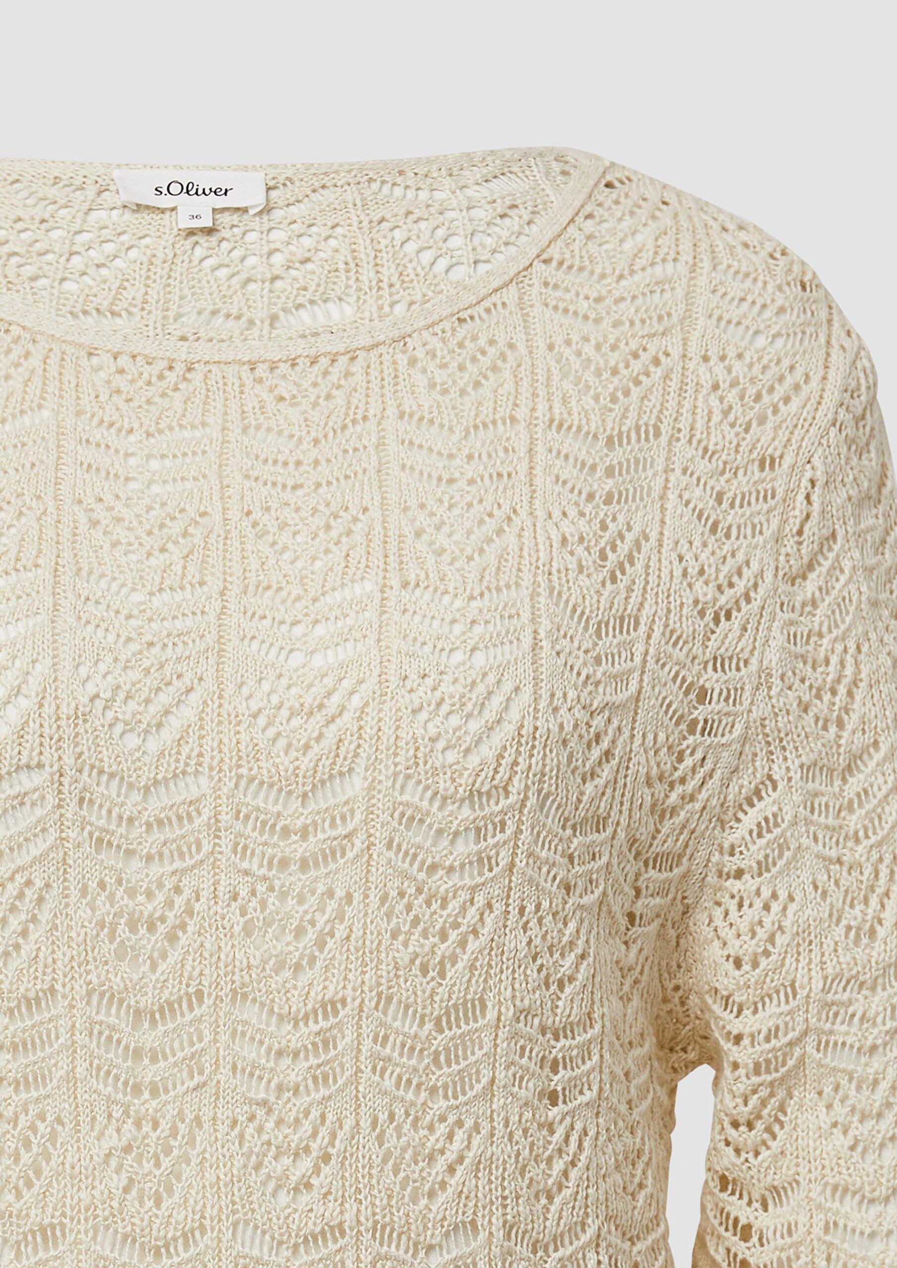 Ajour-Strickpullover mit 3/4-Ärmeln