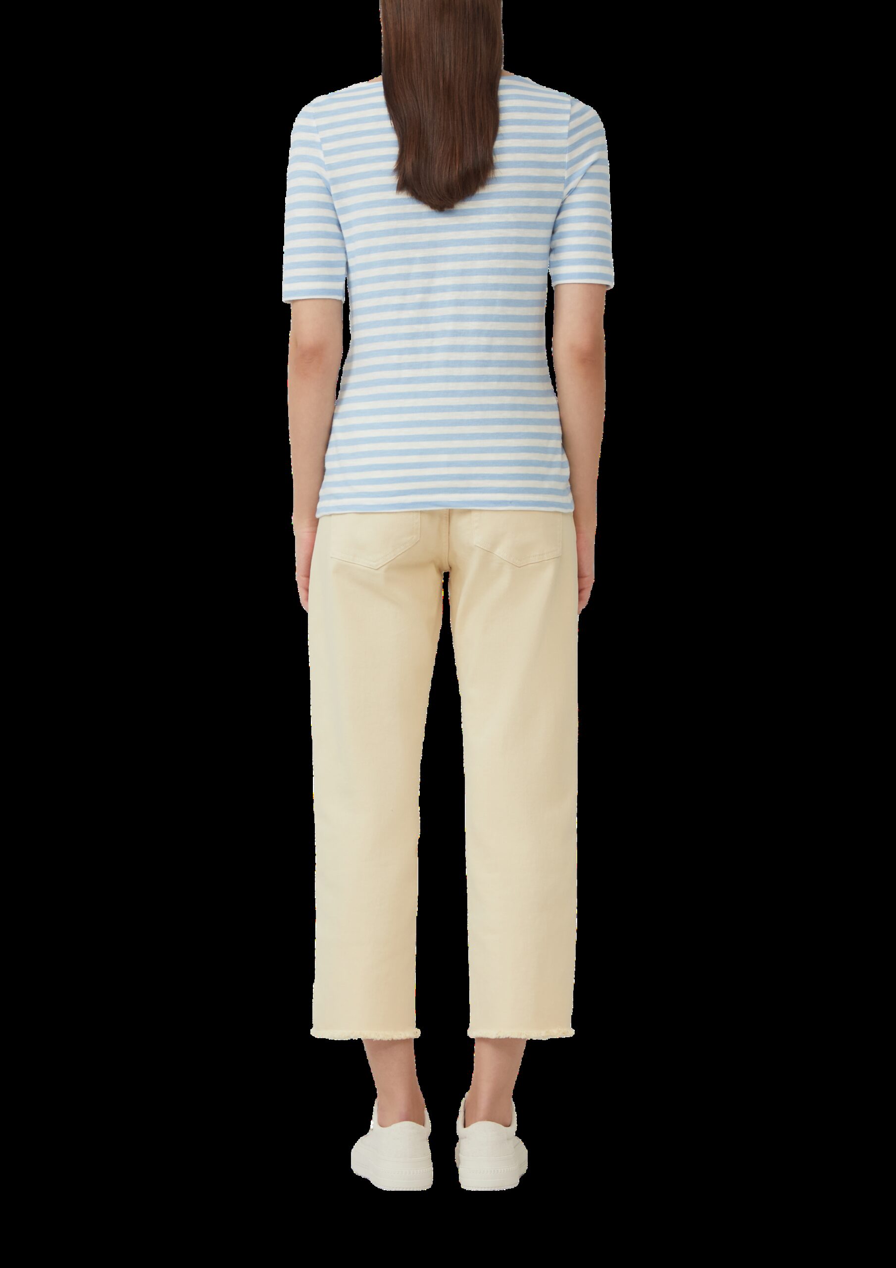 Gestreiftes T-Shirt im Slim Fit mit Flammgarnstruktur