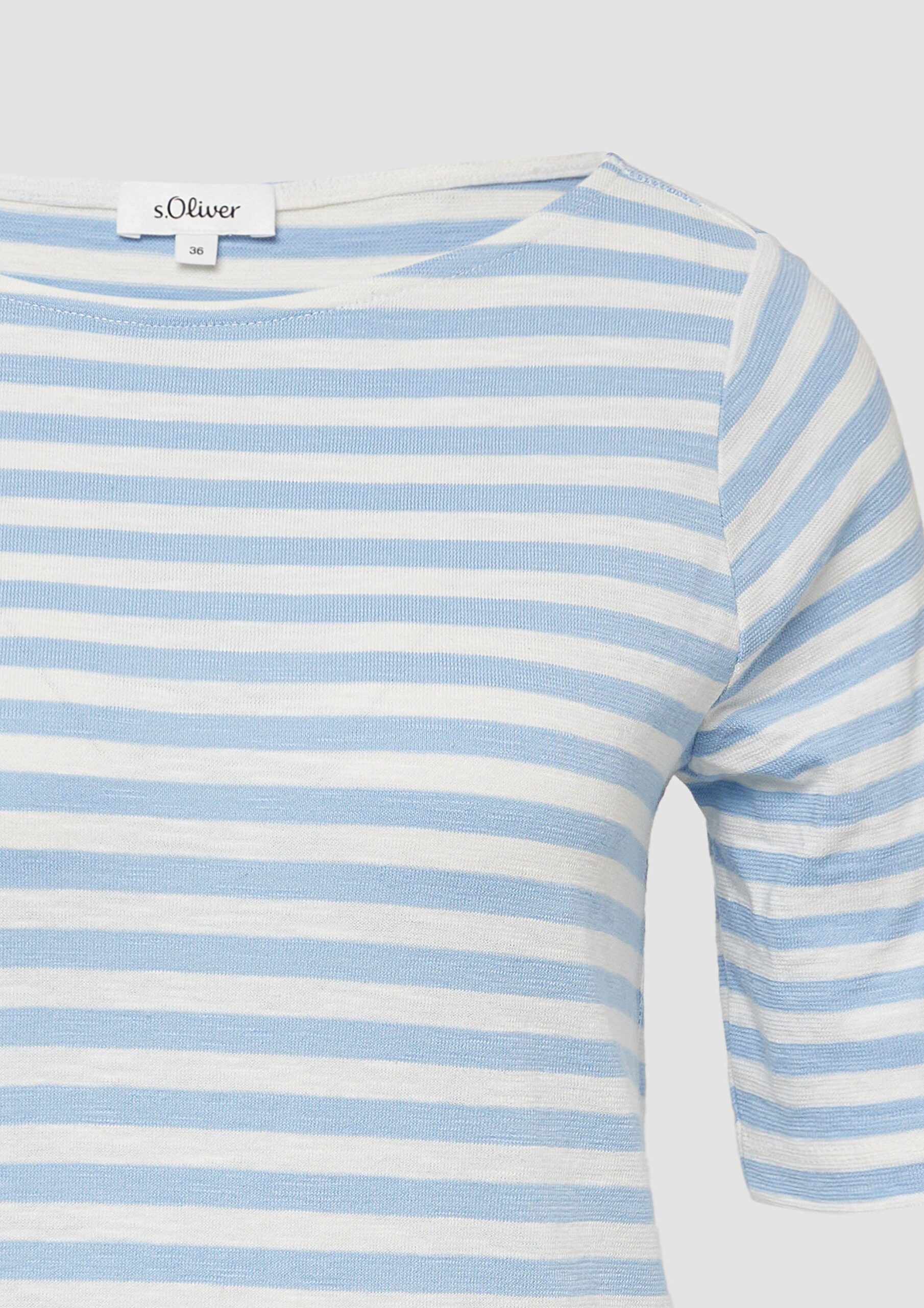 Gestreiftes T-Shirt im Slim Fit mit Flammgarnstruktur