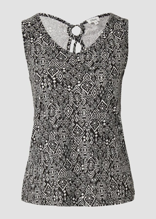 Jersey-Top mit Cut-out und Schleife