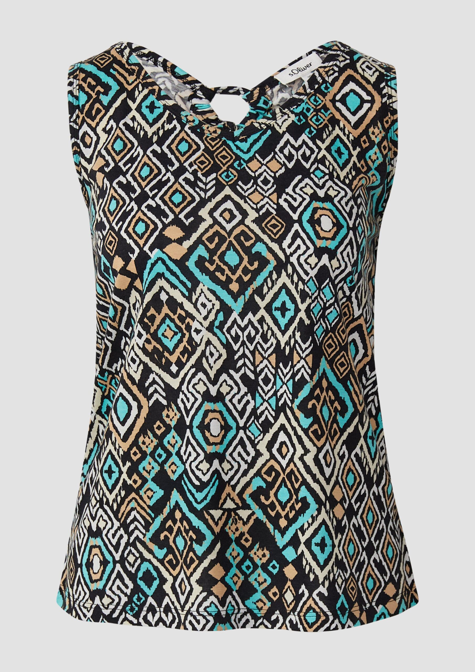 Jersey-Top mit Cut-out und Schleife