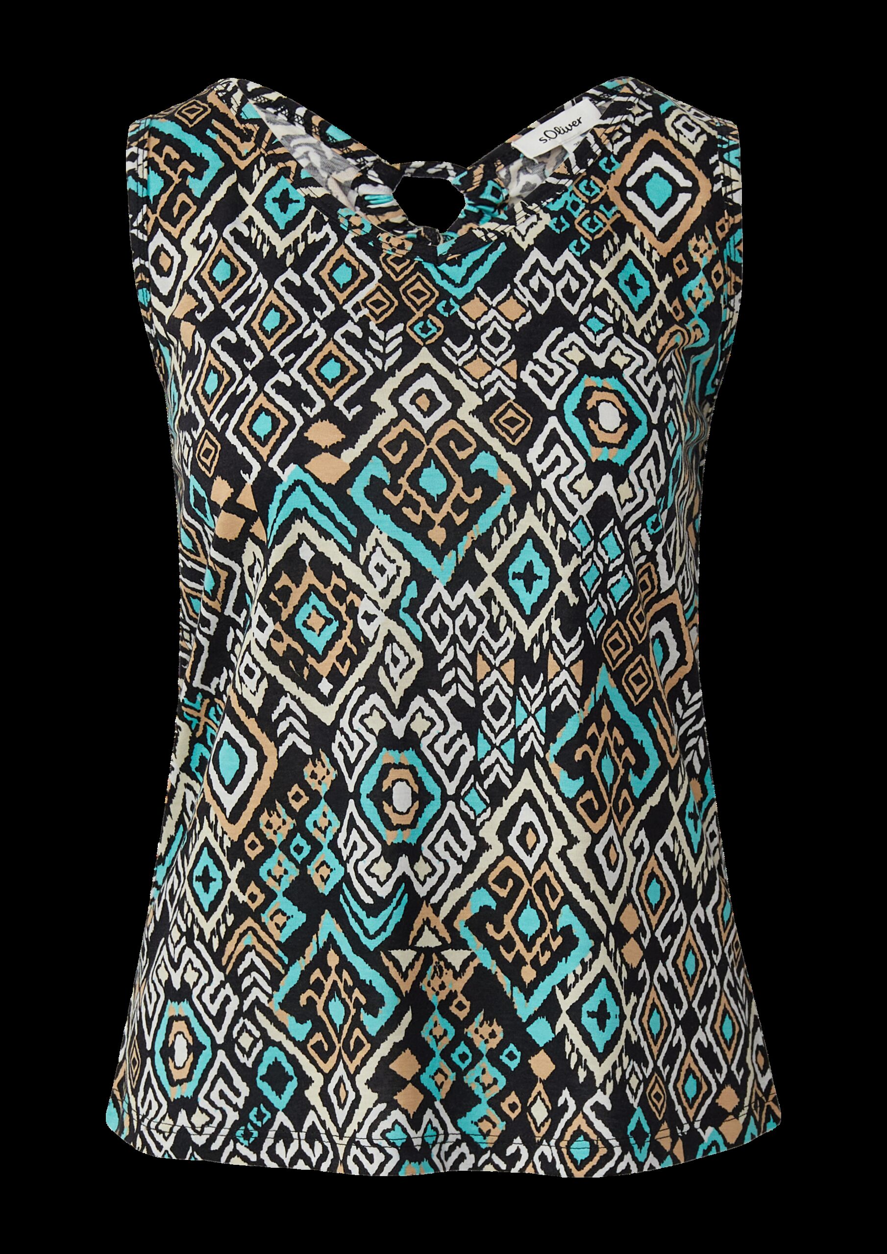 Jersey-Top mit Cut-out und Schleife