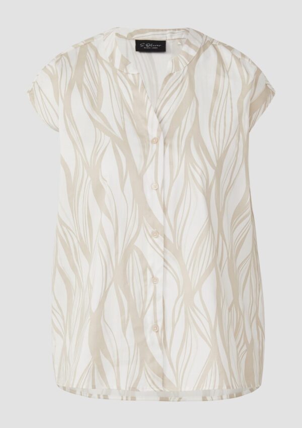 Ärmellose Popeline-Bluse mit All-over-Print