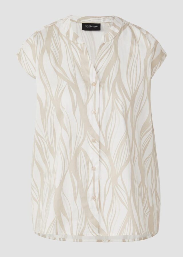 Ärmellose Popeline-Bluse mit All-over-Print