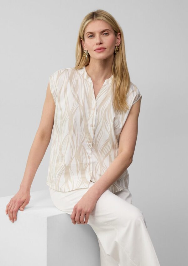 Ärmellose Popeline-Bluse mit All-over-Print