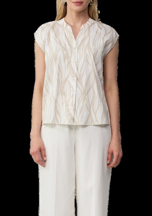 Ärmellose Popeline-Bluse mit All-over-Print