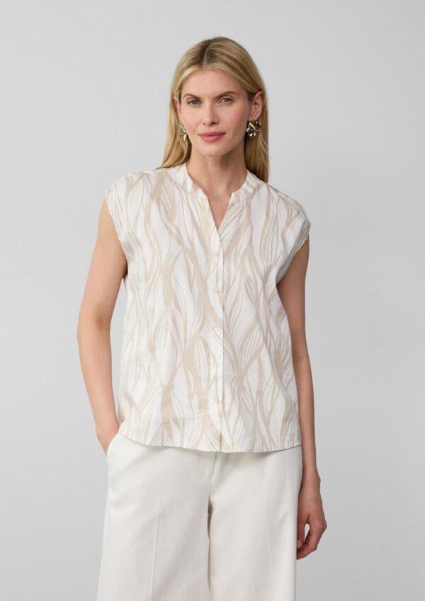 Ärmellose Popeline-Bluse mit All-over-Print