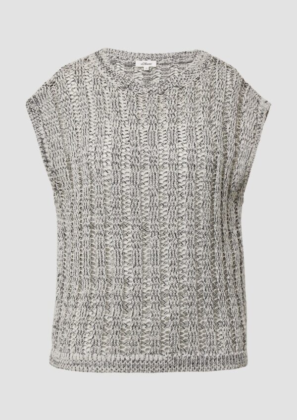 Strick-Pullunder aus Baumwollmix mit Ajourmuster