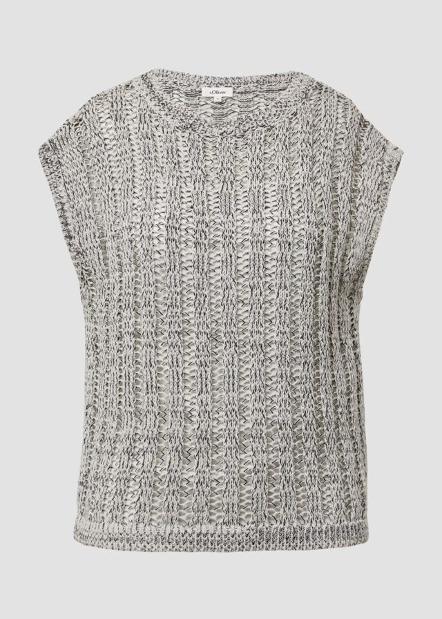 Strick-Pullunder aus Baumwollmix mit Ajourmuster