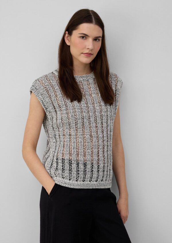 Strick-Pullunder aus Baumwollmix mit Ajourmuster