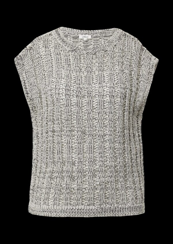 Strick-Pullunder aus Baumwollmix mit Ajourmuster