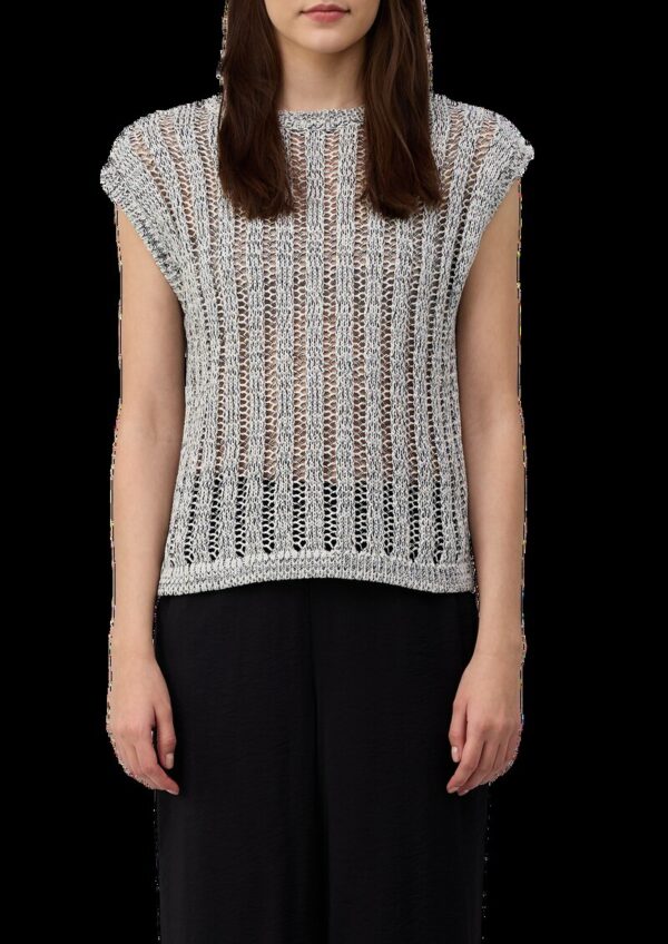 Strick-Pullunder aus Baumwollmix mit Ajourmuster
