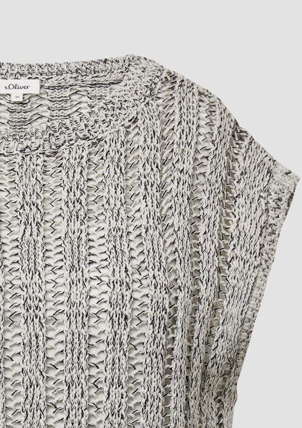 Strick-Pullunder aus Baumwollmix mit Ajourmuster
