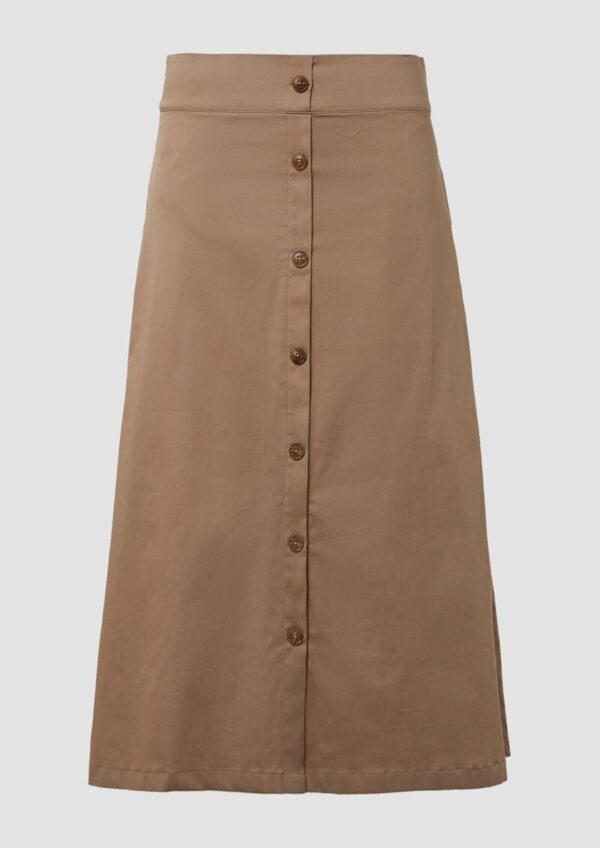 Ausgestellter Midirock aus Popeline mit dekorativer Knopfleiste