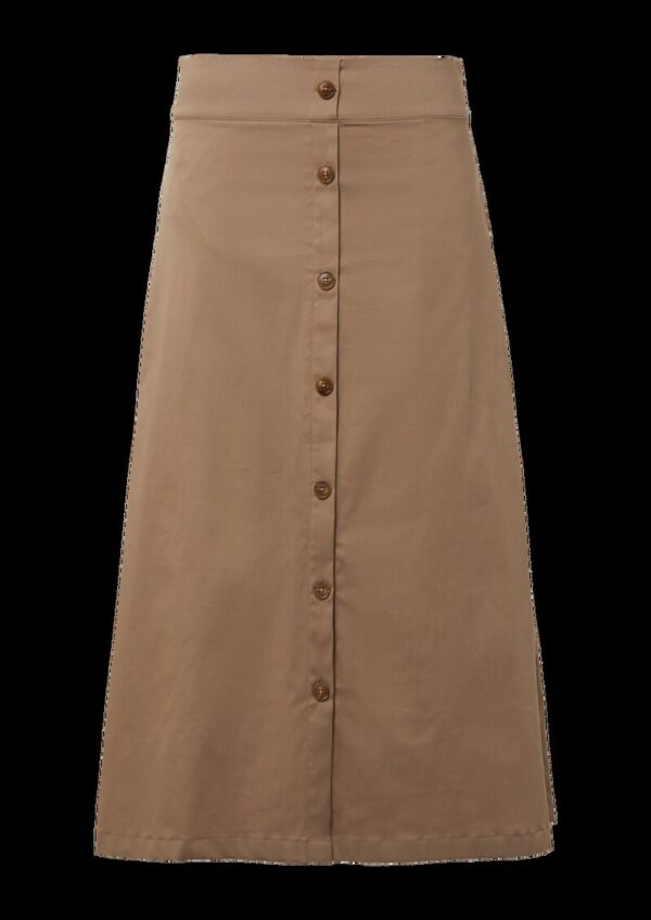 Ausgestellter Midirock aus Popeline mit dekorativer Knopfleiste