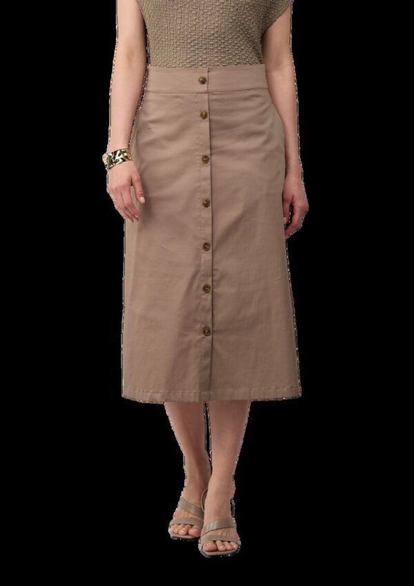 Ausgestellter Midirock aus Popeline mit dekorativer Knopfleiste