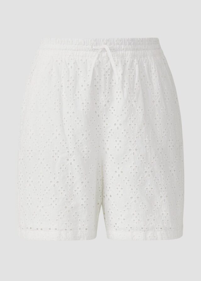 Shorts mit Wide Leg und Lochstickerei