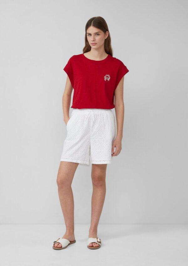 Shorts mit Wide Leg und Lochstickerei