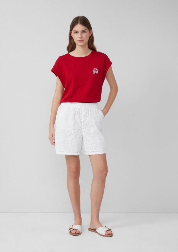 Shorts mit Wide Leg und Lochstickerei