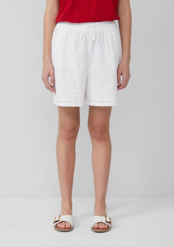 Shorts mit Wide Leg und Lochstickerei