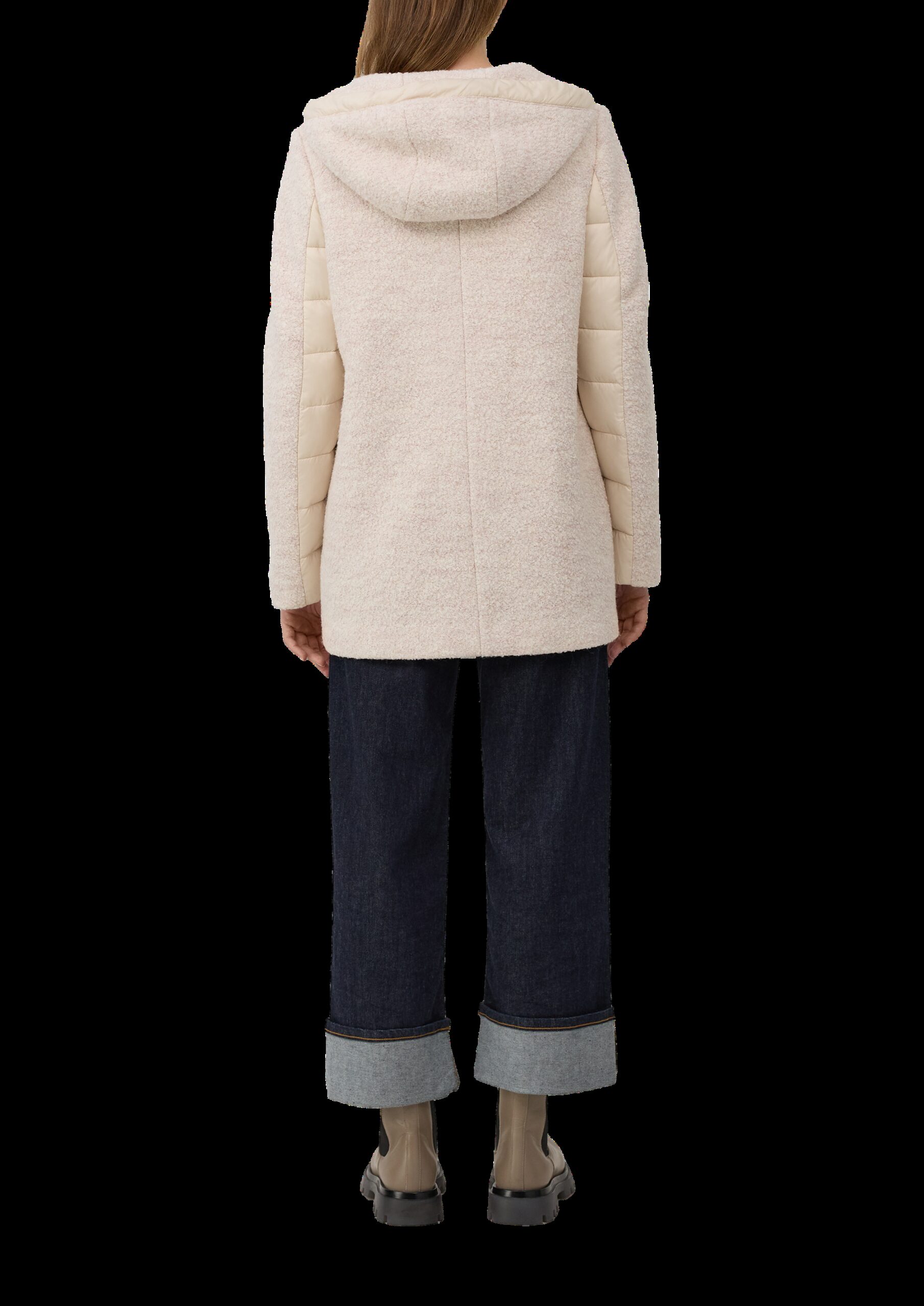 Bouclé-Jacke aus Wollmix mit Kapuze