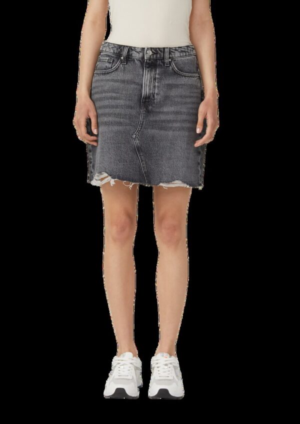 Denimrock mit offenem Saum