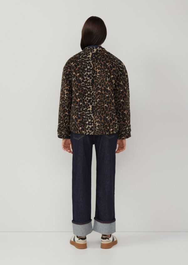 Wollmix-Blouson mit gerafftem Saum und Leo-Print