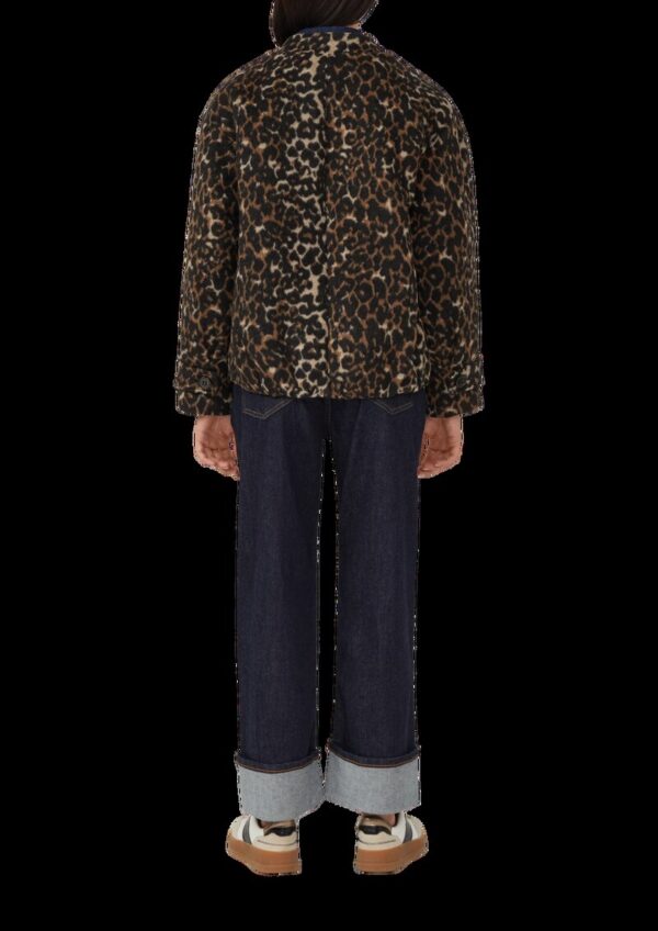 Wollmix-Blouson mit gerafftem Saum und Leo-Print