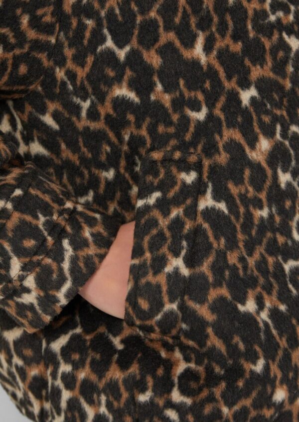 Wollmix-Blouson mit gerafftem Saum und Leo-Print