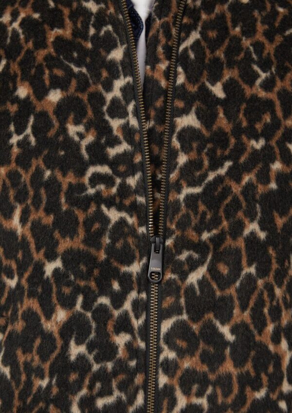 Wollmix-Blouson mit gerafftem Saum und Leo-Print