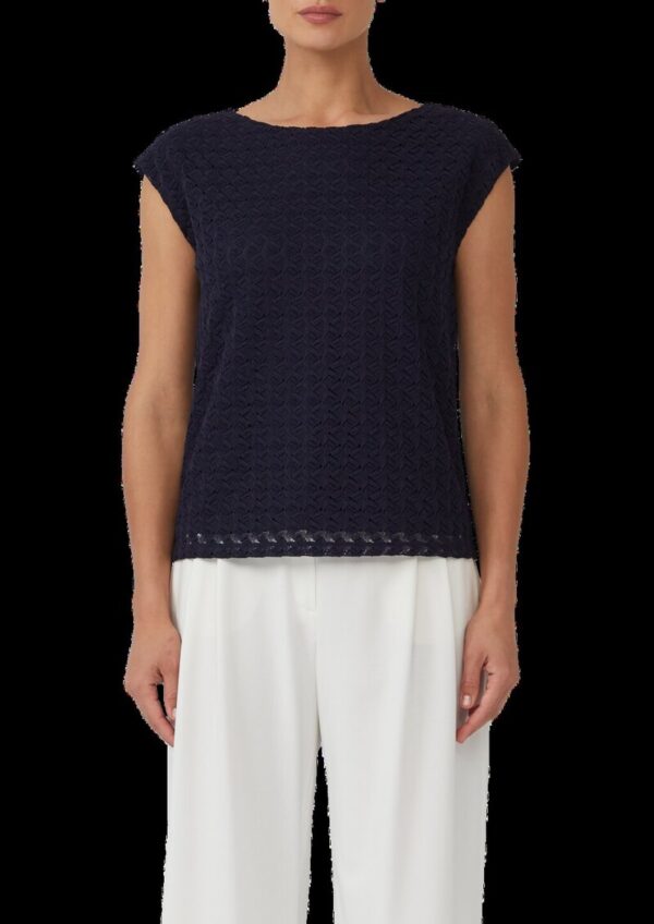 Ärmelloses Shirt aus Strickjersey mit U-Boot-Ausschnitt